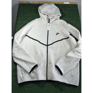 Nike Tech Sports Fleece Zip Up Hoodie Grey Men's Size 2XL